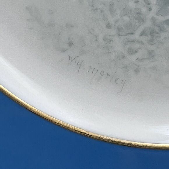 4 Lenox Fish Plates Hand Painted W H Morley Teal Gold Trim Bailey Banks Biddle - Picture 6 of 9